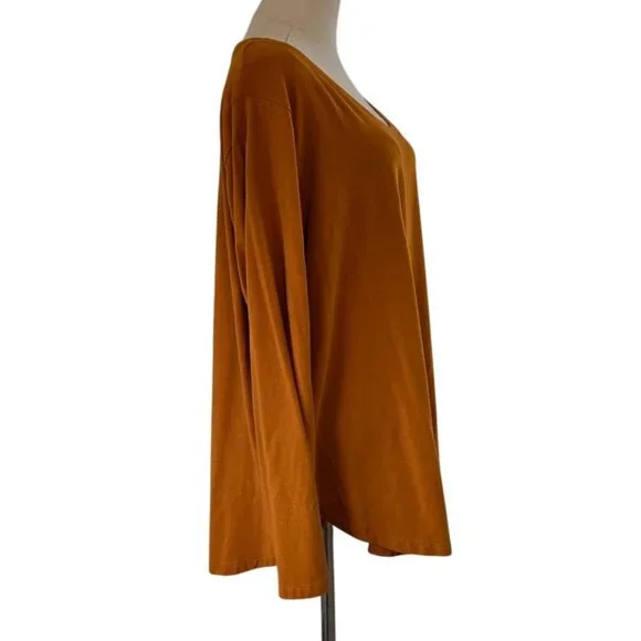 Ava & Viv Orange Long Sleeve Scoop Neck Shirt Womens Plus Size 2X - Picture 2 of 14